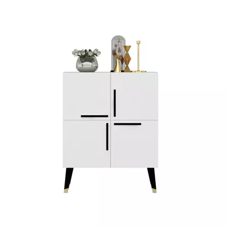 Valkoinen Konsoli - 100% Melamiinipinnoitettu Lastulevy, 18mm, 70x90x35cm, Useita Hyllyjä, Moderni ja Tyylikäs - Lipastot ja senkit - 8683342978996 - 1