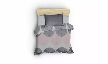 Yhden hengen pussilakanasetti Ranforce, harmaa pinkki valkoinen, 160 x 220 cm, pehmeä, kestävä - Lakanat ja tyynyliinat - 8681875531176 - 1