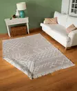 100% Puuvillamatto 160x230 cm - Käännettävä, Helppohoitoinen, Valkoinen Beige, Kestävä ja Tyylikäs Sisustuselementti - Suuret ja keskikokoiset matot - 8683342220156 - 4