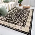 100% Puuvillamatto 160x230 cm - Kerman, Kamelin, Harmaan ja Mustan sävyissä, Antibakteerinen, Konepestävä, Liukumaton - Suuret ja keskikokoiset matot - 8683742632016 - 3