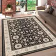 100% Puuvillamatto 160x230 cm - Kerman, Kamelin, Harmaan ja Mustan sävyissä, Antibakteerinen, Konepestävä, Liukumaton - Suuret ja keskikokoiset matot - 8683742632016 - 2