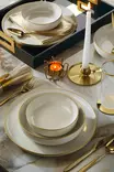 18-osainen Illallinen Setti - Monivärinen Posliini - Ei Astianpesukone- tai Mikroaaltouuniturvallinen - Keittiötarvikkeet - Tarjoiluastiat - 8683742451846 - 3