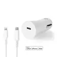 Autolaturi | 20 W | 1.67 / 2.22 / 3.0 A | Lähtöliitäntöjen määrä: 1 | Portin tyyppi: USB-C | Lightning 8-Pin (irrallinen) Kaapeli | 1.00 m | Automaattinen Jännitteen Valinta - Autolaturit - 5412810334636 - 1