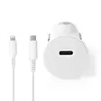 Autolaturi | 20 W | 1.67 / 2.22 / 3.0 A | Lähtöliitäntöjen määrä: 1 | Portin tyyppi: USB-C | Lightning 8-Pin (irrallinen) Kaapeli | 1.00 m | Automaattinen Jännitteen Valinta - Autolaturit - 5412810334636 - 10