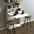 Valkoinen Taittopöytä - 100% Melamiinipinnoitettu Lastulevy, 18mm, 70x96x15cm, 25kg, Useita Hyllyjä, Seinään Kiinnitettävä - Pöydät - 8681875187076 - 2