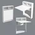 Valkoinen Taittopöytä - 100% Melamiinipinnoitettu Lastulevy, 18mm, 70x96x15cm, 25kg, Useita Hyllyjä, Seinään Kiinnitettävä - Pöydät - 8681875187076 - 4