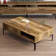 Walnut-sävyinen sohvapöytä, 100% melamiinipinnoitettu, 105x32,6x60 cm, metallijalat, moderni ja teollinen tyyli - Sohvapöydät - 8683342719056 - 2