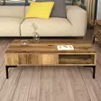 Walnut-sävyinen sohvapöytä, 100% melamiinipinnoitettu, 105x32,6x60 cm, metallijalat, moderni ja teollinen tyyli - Sohvapöydät - 8683342719056 - 3