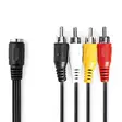 DIN Audiokaapeli | DIN 5-Pin naaras | 4x RCA uros | Niklattu | 0.20 m | Pyöreä | PVC | Musta | Label - Audiokaapelit - 5412810419876 - 1