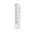 Jatkojohto | Maadoitettu virtaliitin / Tyyppi F (CEE 7/7) | 6-suuntainen | 3680 W | 16 A | Maadoituksen tyyppi: Sivukontaktit | 230 V AC 50/60 Hz | Pistokannan kulma: 45 ° | Kaapeli ei sisälly | Valkoinen - Jatkojohdot - 5412810290826 - 1