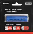 Ladattava litium akku 18650, 3.7v 3350 mah - Otsalamput - 6430074693886 - 1