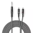 Stereoäänikaapeli | 6.35 mm uros | 2x RCA uros | Niklattu | 3.00 m | Pyöreä | Tummanharmaa | Pahvikotelo - Audiokaapelit - 5412810295326 - 1