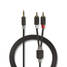Stereoäänikaapeli | 3.5 mm uros | 2x RCA uros | Kullattu | 5.00 m | Pyöreä | Antrasiitti | Laatikko - Audiokaapelit - 5412810265046 - 3