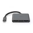 USB-C Sovitin | 2-in-1 | USB 3.2 Gen 1 | USB-C Uros | 2x HDMI | 4K@30Hz | 0.10 m | Pyöreä | Niklattu | PVC | Musta | Laatikko - Tietokone ja verkko - 5412810411566 - 11