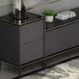 Tyylikäs ja Kestävä TV-taso Anthrasiitti, 100% Melamiinipinnoitettu, 180x45,2x35 cm, Useita Hyllyjä, Kiinnitettävä Seinäasennus - TV-tasot - 8683743528066 - 5