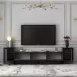 Tyylikäs ja Kestävä TV-taso Anthrasiitti, 100% Melamiinipinnoitettu, 180x45,2x35 cm, Useita Hyllyjä, Kiinnitettävä Seinäasennus - TV-tasot - 8683743528066 - 4