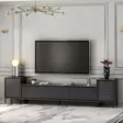 Tyylikäs ja Kestävä TV-taso Anthrasiitti, 100% Melamiinipinnoitettu, 180x45,2x35 cm, Useita Hyllyjä, Kiinnitettävä Seinäasennus - TV-tasot - 8683743528066 - 6