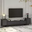 Tyylikäs ja Kestävä TV-taso Anthrasiitti, 100% Melamiinipinnoitettu, 180x45,2x35 cm, Useita Hyllyjä, Kiinnitettävä Seinäasennus - TV-tasot - 8683743528066 - 2