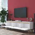 TV-taso, valkoinen pähkinäpuu, 180 cm leveä, kestävä, runsaasti säilytystilaa - TV-tasot - 8683743678426 - 5