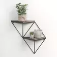 Moderni ja Rustiikkinen Koristeellinen Puinen Seinä Hylly, 100% Kuusipuu, Metalli, Pähkinä Musta, 33x30x13 cm, 5 kg - Huonekalut - 8681875990096 - 1