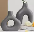 Harmaa Keraaminen Maljakkosetti - 100% Keraaminen, Koko: 15x4x19 cm & 16x4x15 cm - Tyylikäs Sisustuselementti - Kukka-amppelit ja maljakot - 8684282698166 - 1