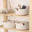 Käsintehty Ecru Puuvillakori Setti (3 kpl) - 100% Puuvillajuteköysi, Kylpyhuoneen Suuri Koko 25x25x10 cm - Säilytyslaatikot ja korit - 8683742917786 - 1