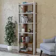 Kirjahylly Valkoinen Pähkinä 63x180x32 cm - Tyylikäs ja Kestävä 100% Melamiinipinnoitettu Lastulevy, Useita Hyllyjä - Kirjahyllyt - 8682870956186 - 2