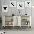 Konsoli - Huonekalut, Kermanvalkoinen Pähkinä, 100% Melamiinipinnoitettu Lastulevy, 180x81x35 cm, 3 Pakettia, Helppo Koota - Lipastot ja senkit - 8684282640226 - 3