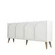 Konsoli - Huonekalut, Kermanvalkoinen Pähkinä, 100% Melamiinipinnoitettu Lastulevy, 180x81x35 cm, 3 Pakettia, Helppo Koota - Lipastot ja senkit - 8684282640226 - 1