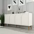 Konsoli - Huonekalut, Kermanvalkoinen Pähkinä, 100% Melamiinipinnoitettu Lastulevy, 180x81x35 cm, 3 Pakettia, Helppo Koota - Lipastot ja senkit - 8684282640226 - 4
