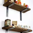 Koristeellinen Puinen Seinä Hylly, Musta Pähkinä, 100% Kuusipuu, Käsintehty, 40x16x14 cm, 10 kg Kantavuus - Seinähyllyt - 8681875640236 - 5