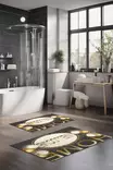 Kylpyhuonematto Setti 2-osainen, Monivärinen, 100% Polyesteri, 7mm Nukka, 600gr/m², Koko 40x60cm ja 60x100cm - Kylpyhuonematot ja kosteantilan matot - 8684283194506 - 2