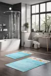 Kylpyhuonematto Setti 2-osainen, Monivärinen, 100% Polyesteri, 7 mm Nukka, 600 gr/m², Koko 40x60 cm ja 60x100 cm - Kylpyhuonematot ja kosteantilan matot - 8684283195046 - 2