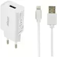 Laturi usb charger + kaapeli iphone, 2.1 a, musta ja valkoinen enrgenie - Verkkolaturit - 8716309108676 - 1