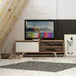 Moderni TV-taso, Tammi Valkoinen, 100% Melamiinipinnoitettu, 120x47x35 cm, Useita Hyllyjä, Kiinnitettävä Seinäkiinnitys - TV-tasot - 8681875078336 - 2