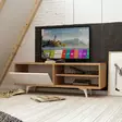 Moderni TV-taso, Tammi Valkoinen, 100% Melamiinipinnoitettu, 120x47x35 cm, Useita Hyllyjä, Kiinnitettävä Seinäkiinnitys - TV-tasot - 8681875078336 - 3