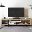 Moderni TV-taso, Valkoinen/Musta/Tammi, 100% Melamiinipinnoitettu, 149,4x40,2x35,2 cm, Useita Hyllyjä, Kiinnitettävä Seinä - TV-tasot - 8681875670356 - 3