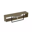 Moderni TV-taso, Valkoinen/Musta/Tammi, 100% Melamiinipinnoitettu, 149,4x40,2x35,2 cm, Useita Hyllyjä, Kiinnitettävä Seinä - TV-tasot - 8681875670356 - 1
