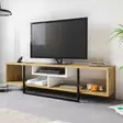 Moderni TV-taso, Valkoinen/Musta/Tammi, 100% Melamiinipinnoitettu, 149,4x40,2x35,2 cm, Useita Hyllyjä, Kiinnitettävä Seinä - TV-tasot - 8681875670356 - 2