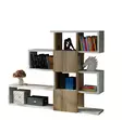 Moderni Valkoinen Pähkinä Kirjahylly - 100% Melamiinipinnoitettu - 120x109x19,5 cm - Seinään Kiinnitettävä - Useita Hyllyjä - Kirjahyllyt - 8681181613306 - 1