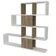 Moderni Valkoinen Pähkinä Kirjahylly - 100% Melamiinipinnoitettu - 120x109x19,5 cm - Seinään Kiinnitettävä - Useita Hyllyjä - Kirjahyllyt - 8681181613306 - 4