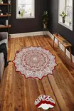 Monivärinen 60 cm Antibakteerinen Konepestävä Matto - 100% Polyesteri, 3D Digitaalinen Painatus, Liukumaton Alapuoli - Pyöreät matot - 8682870613256 - 2