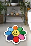 Monivärinen Antibakteerinen Kylpymatto 100% Polyesteri 100 cm - Digitaalinen Painatus, Liukumaton, 10 mm Nukka - Kylpyhuonematot ja kosteantilan matot - 8683743998876 - 1