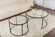 Musta 2-osainen sohvapöytäsarja - 100% karkaistu lasi, metallirunko, moderni muotoilu, 80x80x43 cm ja 60x60x39 cm - Sohvapöydät - 8683742475156 - 3