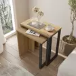 Nesting-pöytäsetti 2 kpl - Huonekalut, Pähkinä ja Tammi, 100% Melamiinipinnoitettu, Metallijalat, Tilaa Säästävä Design - Pöydät - 8684282369196 - 3