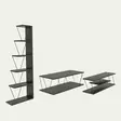 Olohuoneen Kalustesetti - Anthracite Musta - 100% Melamiinipinnoitettu Lastulevy - Metallirunko - Useita Hyllyjä - 3 Pakettia - Huonekalut - 8683742690146 - 4