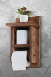 Puinen WC-paperiteline - Luonnollinen Väri, Kestävä ja Tyylikäs, Korkeus 35 cm, Leveys 19 cm, Syvyys 8 cm - Kylpyhuonetarvikkeet - 8684282607786 - 3
