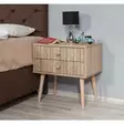 Rustic Yöpöytä Sonoma Oak - 100% Melamiinipinnoitettu, 2 Vetolaatikkoa, Sarviapilajalat, UV-suojattu, 60x61x40 cm - Yöpöydät - 8681875340846 - 2