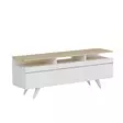 Skandinaavinen TV-taso, Tammi Valkoinen, 150x52x35 cm, 100% Melamiinipinnoitettu, Useita Hyllyjä, Seinään Kiinnitettävä - TV-tasot - 8682870115026 - 1