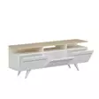 Skandinaavinen TV-taso, Tammi Valkoinen, 150x52x35 cm, 100% Melamiinipinnoitettu, Useita Hyllyjä, Seinään Kiinnitettävä - TV-tasot - 8682870115026 - 5